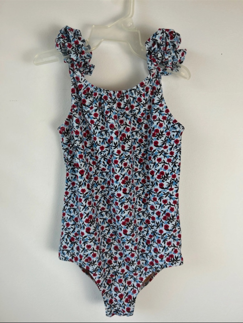 Crewcuts Girls Blue Red Floral One Piece Swimsuit 6